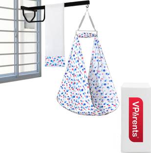 VParents Preemie Baby Swing Cradle with Mosquito Net Spring and metal window cradle hanger