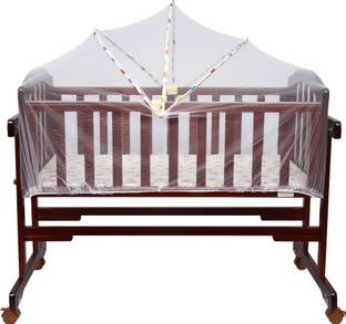 1st Step Wooden Cradle with Detachable Mosquito Net, Swing with Swing Lock and Wheels with Lock Brand
