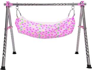 vyana sales ROUND TWISTED FOLDABLE STAINLESS STEEL CRADLE WITH COT (KHOYU,ZHOLI)