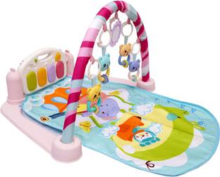 VIDGY 5 in 1 Indian Musical Keyboard Mat Baby Piano Gym Mat Gym & Fitness Rack (Pink)