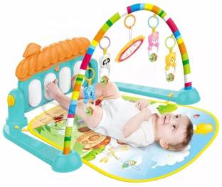 FLOWINZZA 2 in 1 Baby Kick and Play Piano Gym Mat Music Fitness Rattle Crawling Mat Toy