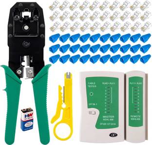 Sadow 4 in 1 Rj45 Crimping Tool Lan Tester With 9v Battery 30 RJ45 Connector and 30 Boot Manual Crimper
