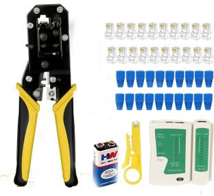 Sadow 4 in 1 Rj45 Crimping Tool Lan Tester With 9v Battery 30 RJ45 Connector and 30 Boot Manual Crimper
