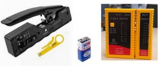 EXPERTRONICS Passthrow Crimping Tool Cat6/Cat7 Crimp Easy With Heavy Lantester 9v Battery. Passthrow Crimping Tool Cat6/Cat7 Crimp Easy With Heavy Lantester 9v Battery. Corded Crimper