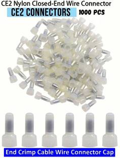BALRAMA 1000 pc CE2 Wire End Cap Closed End Crimp Terminals Connectors Nylon Insulated Wire Jointer / Connector CE-2 Round End Wire Jointer Crimp Cap Terminals Wire Manual Crimper