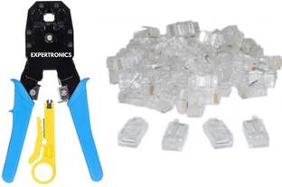EXPERTRONICS Crimping Tool RJ45 RJ11 with 50 Pcs RJ45 Connectors Crimping Tool RJ45 RJ11 with 50 Pcs RJ45 Connectors Corded Crimper