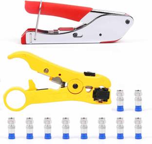 uptodatetools Coax Cable Crimper Kit Coaxial Cable10PCS F RG6 Rg6 Compression Tool Kit Rg6 Compression Manual Crimper