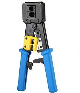 ULTRABYTES Network Cable Cutting Stripping Crimper/Wire Stripper/Wire Cutter Professional RJ45 EZ Crimp Pass-Through Cat5 Cat5e Cat6 Heavy Duty Crimping Tool Manual Crimper