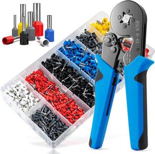XIKKART Wire Crimping Tool Kit, Ferrule Crimping Tool, Self Adjusting Square Electrician Wire Crimper Plier for AWG23-7 with 1200pcs Ferrule Wire Copper Crimp Connector Manual Crimper