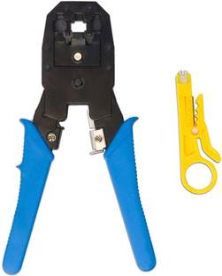 meshiv mantra 3 in 1 Modular Crimping Tool RJ11 UTP Cat5E/Cat6 LAN Cutter RJ45 RJ12 4P4C 4P2C, Crimping Tool RJ45 | Tool Kit | Wire Stripper And Cutter Manual Crimper