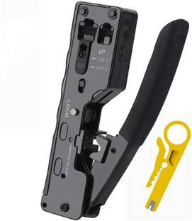MESHIV Cat5/ Cat7 Multifunctional Crimp Tool Alloy Carbon Steel 6P 8P RJ11 RJ12 RJ45 STP/UTP Ethernet Cable Modular Pass through Crimping Tool Manual Crimper