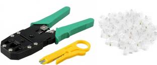 EXPERTRONICS Crimping Tool RJ45 RJ11 with 50 Pcs RJ45 Connectors Crimping Tool RJ45 RJ11 with 50 Pcs RJ45 Connectors Corded Crimper