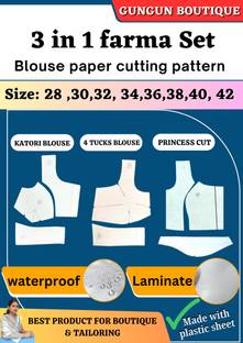 Gungun Boutique 3 Count Blouse Paper Cutting 3 In 1 Combo Farma Set |All Size 28 To 42 Cross Stitch Matte Cloth