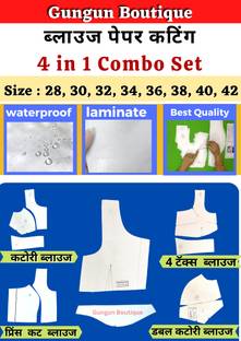 Gungun Boutique 4 Count Blouse Paper Cutting 4 In 1 Combo Farma pattern Set | All Size 28 To 42 Cross Stitch Matte Cloth