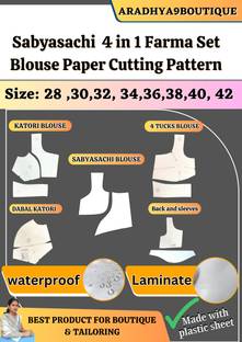 AradhyaBoutique 4 Count Sabyasachi 4 In 1 Blouse Paper Cutting Patterns Combo | All Size 28 To 42 | Cross Stitch Matte Cloth