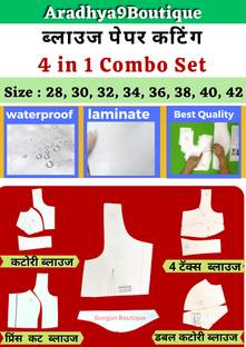 AradhyaBoutique 4 Count 4 In 1 Blouse Paper Cutting Patterns Combo All Size 28 To 42 Cross Stitch Matte Cloth