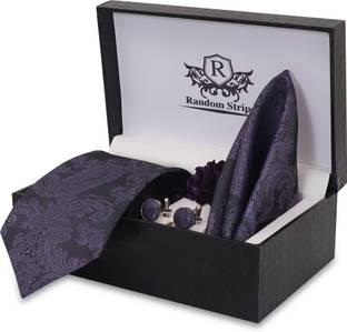 RANDOM STRIPE Silk Cufflink & Tie Pin Set