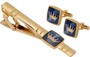 EXOTICA Fashions Brass Cufflink & Tie Pin Set