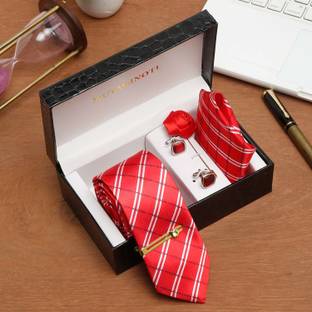 MUTAQINOTI Silk Cufflink & Tie Pin Set