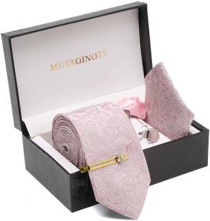 MUTAQINOTI Silk Cufflink & Tie Pin Set