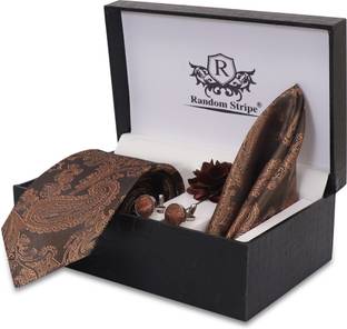 RANDOM STRIPE Silk Cufflink & Tie Pin Set
