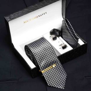 MUTAQINOTI Silk Cufflink & Tie Pin Set