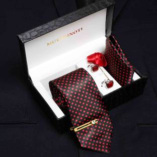 MUTAQINOTI Silk Cufflink & Tie Pin Set