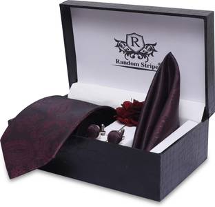 RANDOM STRIPE Silk Cufflink & Tie Pin Set