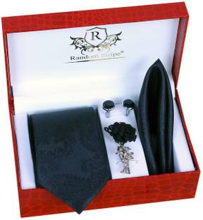 RANDOM STRIPE Satin Cufflink & Tie Pin Set