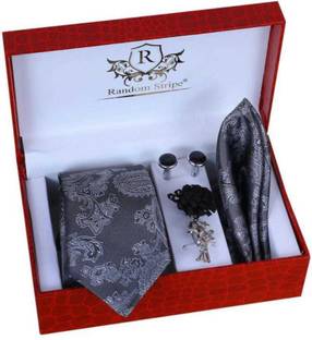 RANDOM STRIPE Silk Cufflink & Tie Pin Set