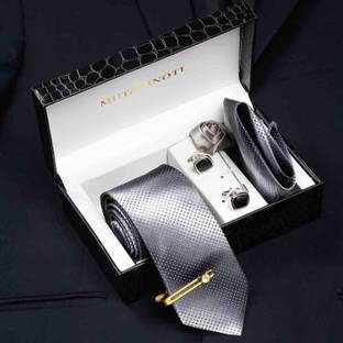 MUTAQINOTI Silk Cufflink & Tie Pin Set