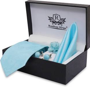 RANDOM STRIPE Silk Cufflink & Tie Pin Set