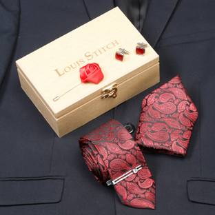 LOUIS STITCH Silk Cufflink & Tie Pin Set