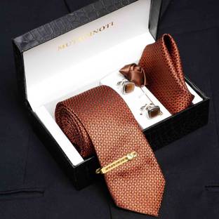 MUTAQINOTI Silk Cufflink & Tie Pin Set