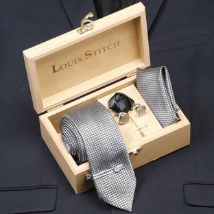 LOUIS STITCH Silk Cufflink & Tie Pin Set