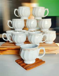 Clay heaven Pack of 12 Ceramic Tea Cup Karina Shape