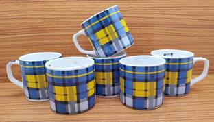 laghima jadon Pack of 6 Ceramic Coffee Cups Bone China & Tea Chalk Printed Cup Big Size 200ML (Multicolor)