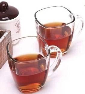 RP Traders Pack of 6 Glass 140ML Glass Tea Cup with Convenient Solid Handle Cups
