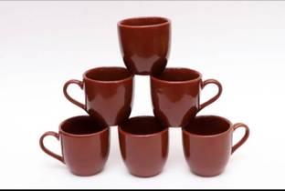 KTCeStore Pack of 6 Ceramic Exclusive Brown Solid Shine
