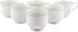 KV Crockwares Pack of 6 Bone China Gold Line Premium Tea Cup Set