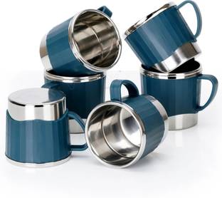iVBOX Pack of 6 Stainless Steel 180ml Cool-Touch Unbreakable Stainless Steel Cup for Coffee and Tea Mug