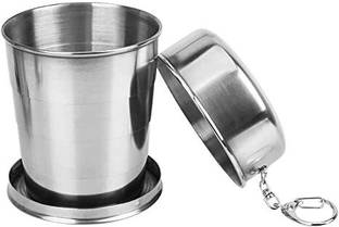 Indo Creations Pack of 1 Stainless Steel Stainless Steel Portable Outdoor Travel Camping Folding Collapsible Cup