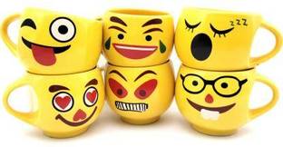 love unlimited Pack of 6 Bone China LOVE SIMILEY 1006 Coffee Mugs for Home Office