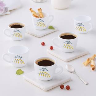 Larah by Borosil Pack of 6 Opalware Niva 90 ml Opalware Cup Set