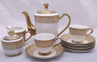 SMILERY Pack of 15 Bone China Lid 1+1 Pcs, Milk Pot 1 Pcs, Sugar Pot With Lid 1+1 Pcs, Cups 6 Pcs & Saucers6