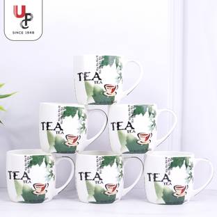 U.P.C. Pack of 6 Bone China Multi Color Decal Set Of 6 Cups Of Fine Bone China Ceramics Tableware, Daily Use Kitchen Ware *Cappuccino Series