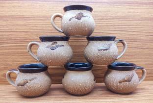 laghima jadon Pack of 6 Ceramic Coffee/Tea Cup Matka Shape Cups 120ML Beautiful & Stylist (Brown)