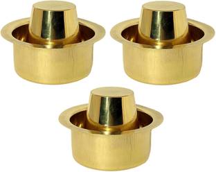 A & H ENTERPRISES Pack of 3 Brass Dabara Set for Serving Filter Coffee,Tea,Davara Set Plain - Set of 3 Pcs