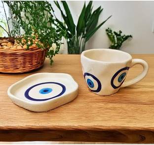 Mad Over Print Ceramic Evil Eye Mug & Coaster