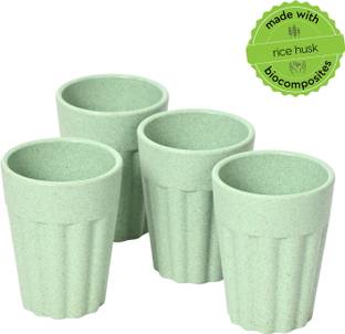 Eha Pack of 4 Biocomposite Eco-Friendly Cutting Chai Cups | 100 ml | Made with Rice Husk & Bamboo Fibers